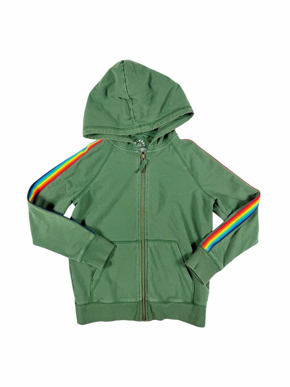 Primary Rainbow Stripe Zip Hoodie Green Size 8–9